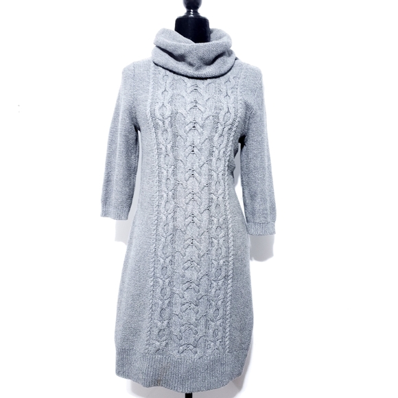 Tommy Hilfiger Sweaters - Tommy Hilfiger Sweater Dress Cable Midi Grey Med